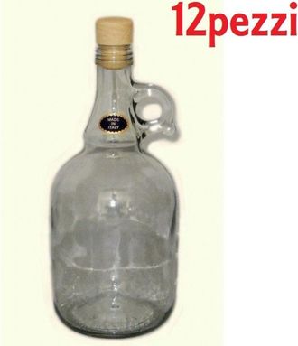 Trade Shop Trade Shop - Set 12 Pezzi Bottiglie Bottigline Vetro Trasparente Gallone Con Tappo 750 Cc