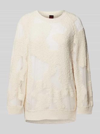Stefanel Pullover mit Rundhalsausschnitt in semitransparentem Design in Offwhite, Größe XS