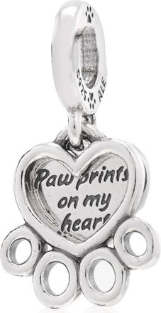 Pandora Paw Print And Heart Sterling Silver Dangle