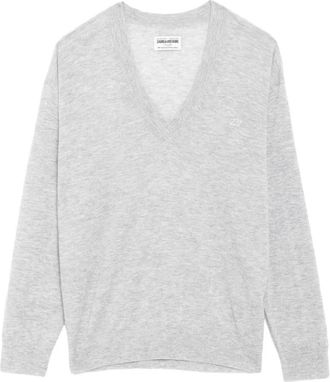 Zadig&Voltaire Swyny CP - Dames - V-hals truien - Grijs - M - Truien & Vesten