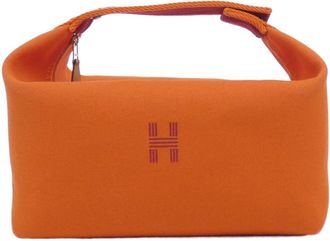 Herm&egrave;s Feu Orange Canvas Pouch (Pre-Owned)