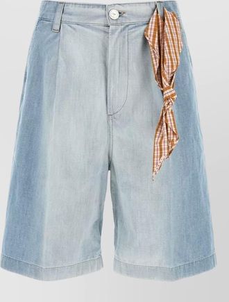 Marni denim bermuda shorts belt loops tie