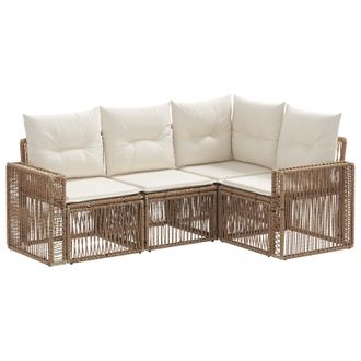 vidaXL Conjunto De Sof&aacute;s De Jard&iacute;n 4 Pcs Beige Y Blanco Crema Vidaxl