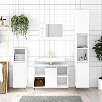 vidaXL Armario De Ba&ntilde;o Madera De Ingenier&iacute;a Blanco 30x30x100 Cm Vidaxl
