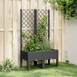 vidaXL Jardinera Con Enrejado Pp Negro 80x40x142 Cm Vidaxl
