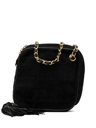 Chanel 1989-1991 CC Quilted Suede Diamon Tassel Bag crossbody bag - Black