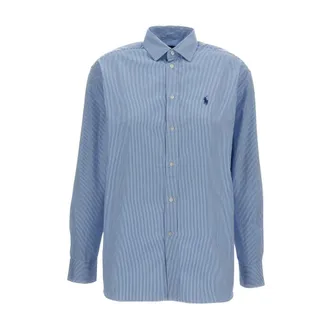 Polo Ralph Lauren Shirts, female, Blue, Size: M Striped Cotton Shirt