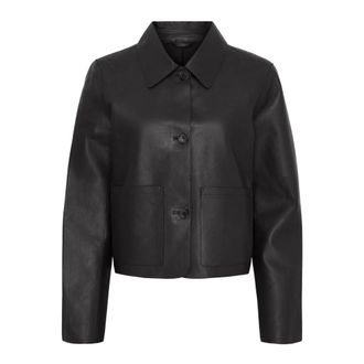 BTF-CPH Lamsleren Jack - Dames - Leren en Su&egrave;de Jassen - Zwart - L - Leer - Jassen