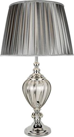 Searchlight Grosse, elegante Tischlampe Greyson ø 38/ 68 cm, Grau/Silber