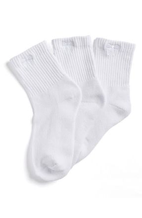 Stems Bow 3-Pack Cushioned Crew Socks in White at Nordstrom
