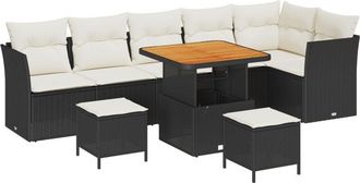 vidaXL Garden Sofa Set with Cushion with Storage 9 pcs Black and cream vidaXL