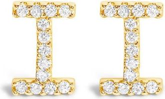 House of Brilliance 10K Gold 1/10 Cttw Diamond Initial A to Z Stud Earring in Yellow Gold | I at Nordstrom
