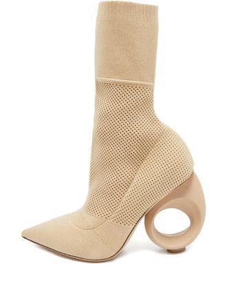 Burberry 100mm knitted pumps - women - Fabric/Fabric/Leather/Rubber/Leather - 39 - Neutrals