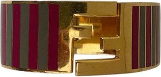 Fendi Striped enamel & gold-tone metal FF bangle Size M