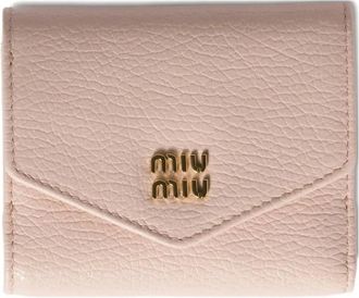 Miu Miu Portafoglio in pelle con placca logo - F0LOZ Pink