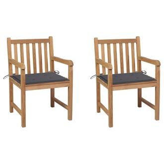 vidaXL Vidaxl Sedie Da Giardino 2 Pz Con Cuscini Antracite In Massello