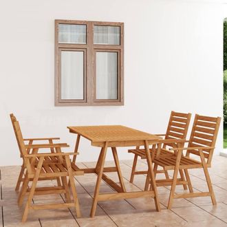 Berkfield Home 5 Piece Garden Dining Set Solid Acacia Wood in Brown