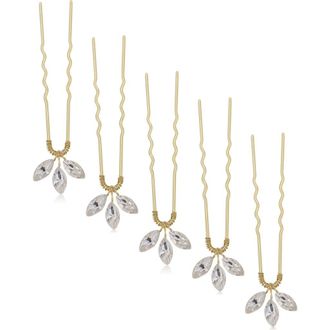Brides & Hairpins Arden Set of 5 Swarovski Crystal Hair Pins in Gold at Nordstrom