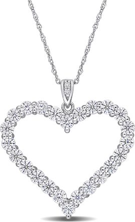 Mimi & Max 2 2/5 CT DEW Created Moissanite Heart Pendant with Chain in Sterling Silver