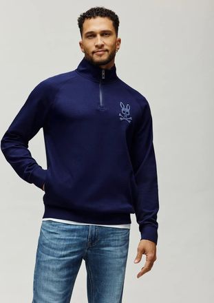 Psycho Bunny Mens Tate 1/4 Zip Chenille Pullover 402 EVENING BLUE / XXXL