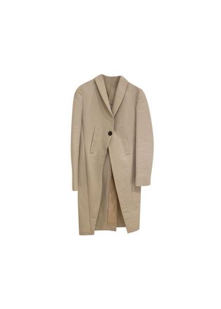 Brunello Cucinelli beige crinkled cotton single-button coat Size XS