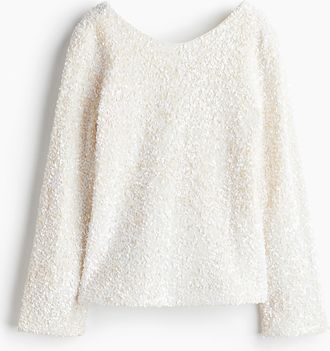 H&M Paillettenshirt - White