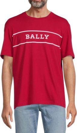 Bally Mens Short Sleeve Printed Logo T-Shirt In Red