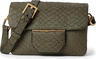 AllSaints Jupiter Snake Xbody Cross Body Womens Handbags Military Green, Leather