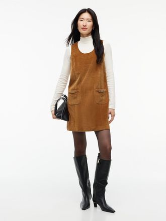 Tommy Hilfiger Womens Stretch Corduroy Mini Shift Dress - Desert Khaki - 10