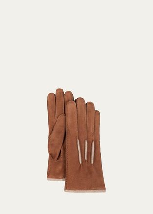 Bergdorf Goodman Mens Suede & Cashmere Gloves