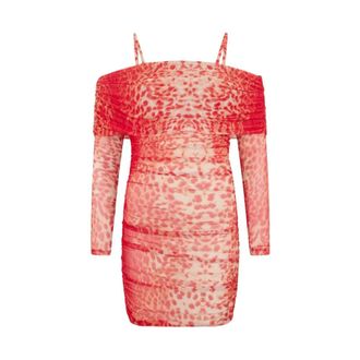 Roberto Cavalli Party Dresses, female, Red, Size: XL Cheetah Skin Print Dress