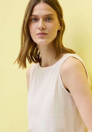 Cecil Ripptanktop CECIL, Damen, Gr. XXL (46), beige (light beige), Rippware, Obermaterial: 48% Polyester, 48% Viskose, 4% Elasthan, Strukturmuster, unifarbe