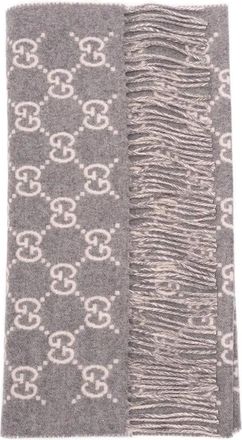 Gucci Sjaal met monogram-print - Grijs
