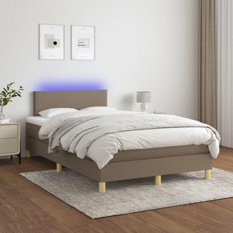 vidaXL Vidaxl - Cama Box Spring Con Colch&oacute;n Y Led Tela Gris Taupe 120x200 Cm