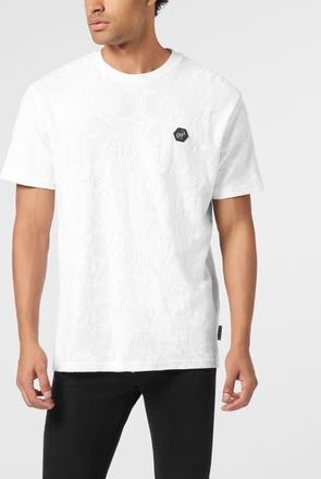 Philipp Plein Round Neck Jacquard T-Shirt Crest Men in White at Nordstrom, Size Xxx-Large