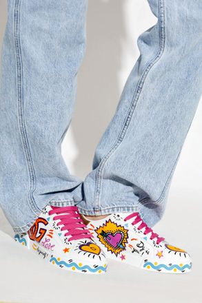Dolce & Gabbana Leather Sports Shoes With Logo, Womens, Multicolour
