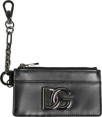 Dolce & Gabbana Black Calfskin Leather DG Logo Card Holder Women Womens Wallet (Pre-Owned)