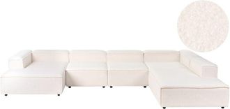 Beliani Sof&aacute; Moderno Izquierdo 5 Plazas Modular Con Patas Negras Boucl&eacute; Blanco Crema Ardal