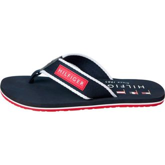 Tommy Hilfiger Mens Patch Flip Flops with Logo, Blue (Desert Sky), 6.5