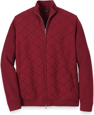 Paul Fredrick Cotton Full Zip Mock Neck Sweater Jacket