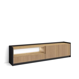Skraut Home Mueble tv efecto madera roble y negro 207x37x50cm led