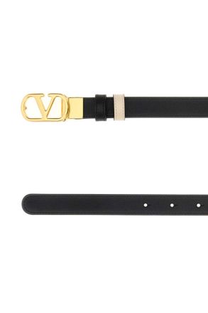 Valentino Garavani Womens Black Leather Reversible Belt Nerobutterwhite Cinture