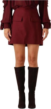 Notre-V Rokken, Dames, Rood, M, Polyester, Bordeaux A-lijn Rok voor de herfst
