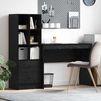 vidaXL Escritorio Con Almacenamiento Con Caj&oacute;n 2 Pcs Roble Negro Vidaxl