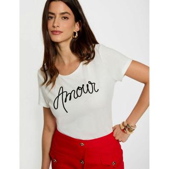 Morgan Recht wit dames-T-shirt met opschrift