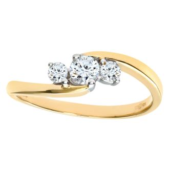 Diamant L'éternel 9ct geelgouden diamanten damesring met drie stenen