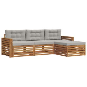 vidaXL Conjunto De Sof&aacute;s De Exterior Con Coj&iacute;n Gris Natural Y Claro Vidaxl