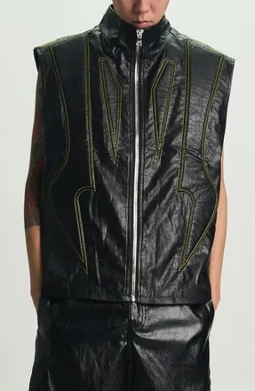 Rta Noe Faux Leather Biker Vest in Black at Nordstrom, Size Xxx-Large