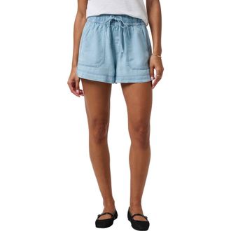 Travis Mathew Chambray Drawstring Shorts in Vintage Light Wash at Nordstrom, Size Medium