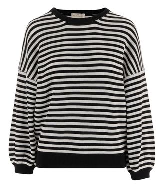 Bruno Manetti Black Stripes Round Neck Sweater